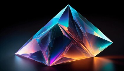 Aufkleber - Holographic abstract 3D shape on dark background.