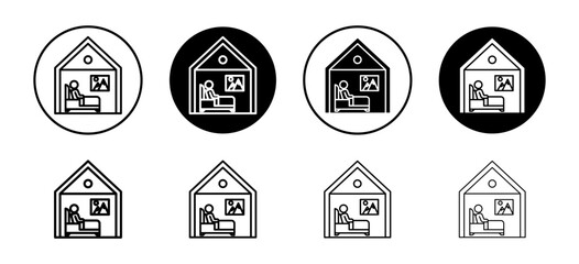 Sticker - Accommodation vector icon set collection. Accommodation Outline flat Icon.