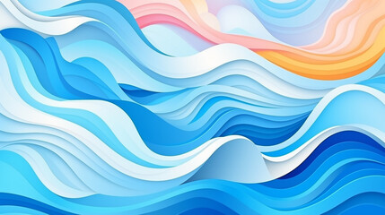 Wall Mural - modern paper cut cartoon abstract waves background