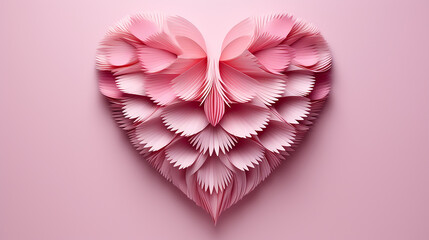 Wall Mural - valentine's day background concept with pink paper layered heart shape on pink background