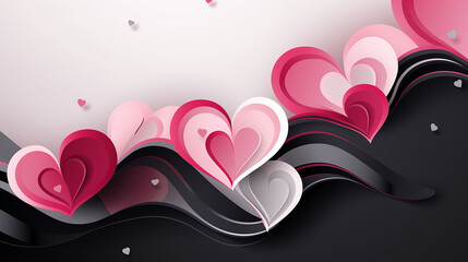 Wall Mural - background with pink black and white color paper cut