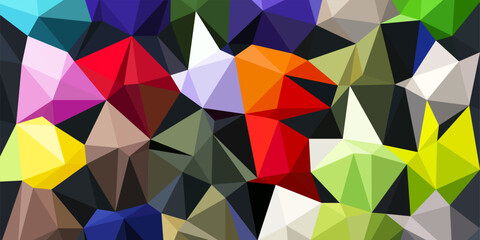 Poster - Triangles multicolor background, color crystals. Low polygonal mosaic, creative origami shapes, vector design