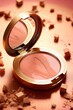 Beauty product blush compact objects, stacked on top of each other, creating a compact structure