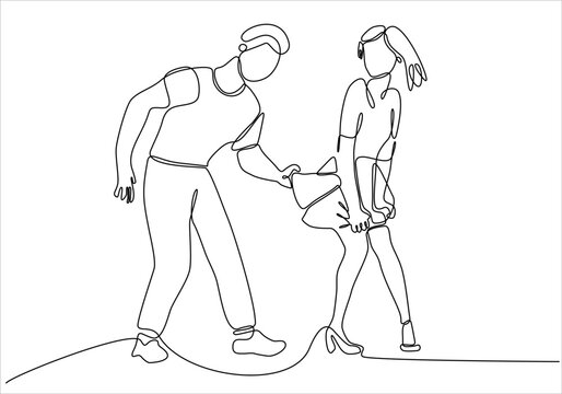 continuous line of situations of harassment and sexual harassment, violence and intimidation between men and women in the workplace in the office and on the street. continuous line