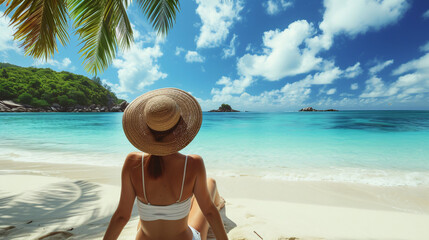 Poster - person relaxing on the beach