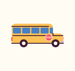 Wall Mural - School bus and yellow school bus transport children, back to school concept flat vector illustration.