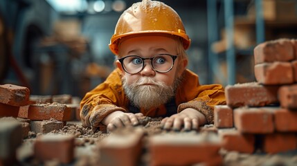 childlike bricklayer at work Generative AI