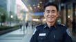 Portrait of a happy security guard on patrol Generative AI