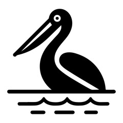 Sticker - Pelican vector icon, flat symbol, black color silhouette, white background