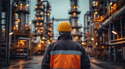 Aufkleber - Worker supervisor doing quality control and inspection at oil and gas industry factory. Generative AI.