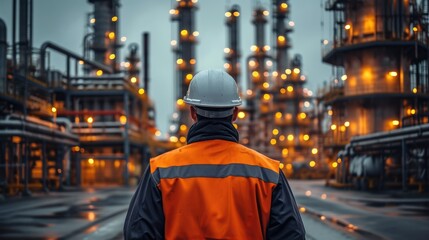 Aufkleber - Professional engineer working at oil refinery and gas processing plant. Generative AI.