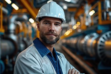 Poster - Industry maintenance engineer working at factory, Industry, Engineer. Generative AI.