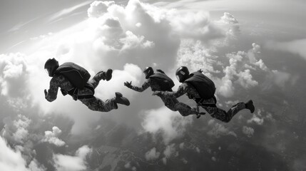 Skydiving team work