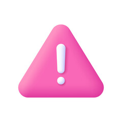 Poster - Warning triangle sign with exclamation mark. Alert, danger, emergency and notification concept. 3d vector icon. Cartoon minimal style.