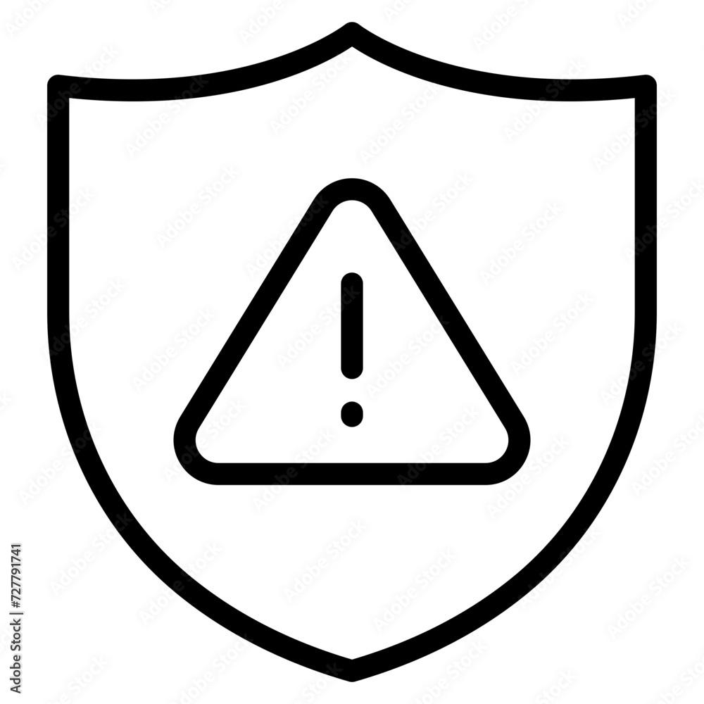 Security alert icon. Shield with exclamation mark. icon related to Warning, notification.