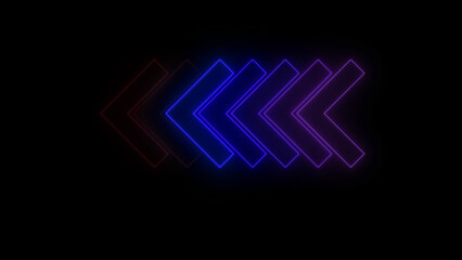 Wall Mural - Looped Neon Lines abstract VJ background. Futuristic arrow loading . Seamless loop. Arrows flashing on and off in sequence.