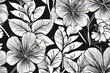 Floral background. Vector seamless background. Minimalistic abstract floral pattern.  Black white. Victorian style. Vector illustration. Abstract modern floral seamless pattern. Seamless floral art.