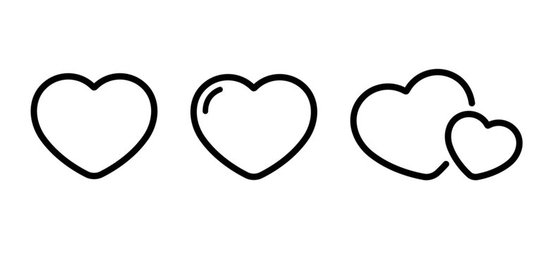 Love icon vector in line style. Couple heart sign symbol. Editable stroke
