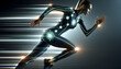 Futuristic smart and intelligent clothing. Modern materials and textiles in sports.