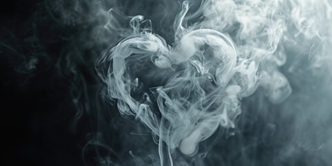 Fototapete - A heart-shaped cloud of smoke floating in the air. Perfect for romantic or love-themed designs