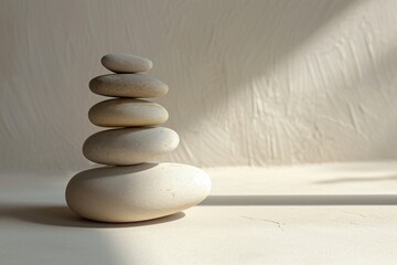 Poster - A stack of rocks sitting on top of each other. Can be used to symbolize balance, stability, or nature