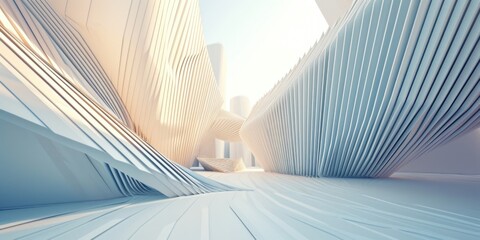 Poster - A visually stunning 3D rendering of a futuristic city. Perfect for use in science fiction films, video games, and futuristic concept designs