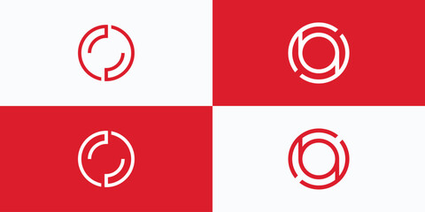 Poster - Collection of abstract circle line vector logo design initials letters c o b d a.