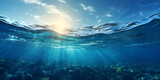 Fototapeta Fototapety do akwarium - Underwater view of coral reef with fishes and rays of light.