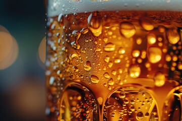 Canvas Print - A detailed shot of a glass of beer. Ideal for use in advertisements or articles about beer and beverages