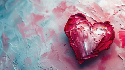 Aufkleber - A painting of a red heart on a blue background. Suitable for various occasions and themes