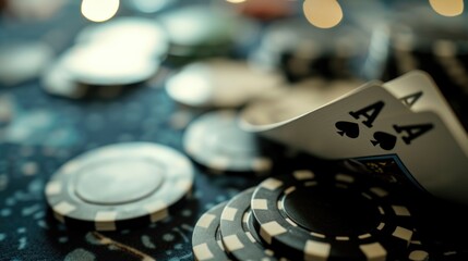 Poster - A table covered with a large quantity of poker chips. Perfect for casino-themed events or gambling-related designs