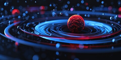 Aufkleber - A red ball is floating in a blue ring. This image can be used for various purposes