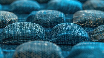 Poster - A close up view of a pile of blue fabric. This versatile image can be used for various projects