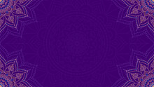 Simple Royal Purple Blank Horizontal Vector Background With Intricate Mandala Line Decoration
