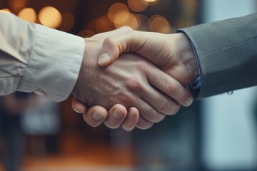 Aufkleber - A close up view of two people shaking hands. Suitable for business and professional concepts