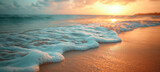 Fototapeta Łazienka - Sunset Serenity at the Tropical Beach with Waves and Blue Sky