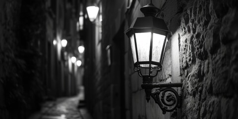 Wall Mural - A black and white photo of a street light. Suitable for various uses