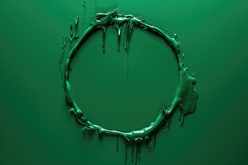 Poster - A circle made out of melted green liquid. Suitable for various design projects