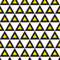 Poster - abstract seamless repeatable black yellow triangle pattern.