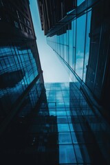 Aufkleber - A view of a building captured from the ground, looking upwards. Suitable for architectural and urban photography
