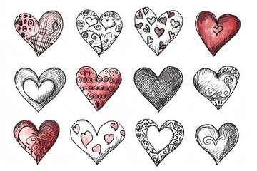 Sticker - A vibrant and playful illustration featuring a bunch of hearts drawn in various colors. Perfect for adding a touch of love and joy to any project