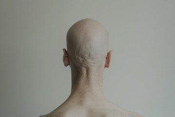 Poster - A portrait of a bald man without a shirt. Perfect for showcasing masculinity and confidence.