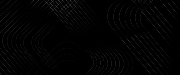 Poster - vector abstract black glowing geometric lines on dark black background, black abstract background wi