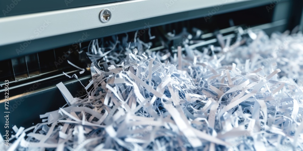 Shredded paper sitting on top of a computer keyboard. Suitable for ...