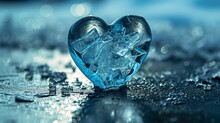 A Unique Valentine's Day Gift, This Brilliant Chunk Of Ice In The Shape Of A Heart Is A Beautiful Heart Made Of Cold Ice And A Symbol Of Love.