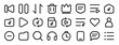 set of 24 outline web music player icons such as previous, pause, shuffle, delete, crown, shield, play list vector icons for report, presentation, diagram, web design, mobile app