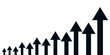 Growing arrows up graph chart, boosting of business result, growth success chart with arrows, investment profit growing symbol, progress graph icon