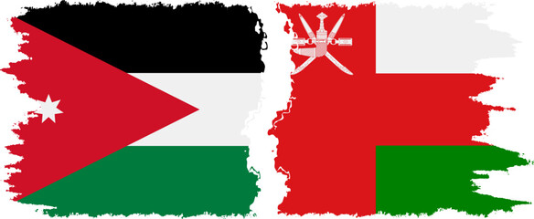 Oman and Jordan grunge flags connection vector