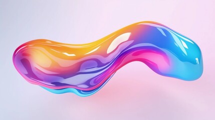 Gradient color floating liquid blob. 3d rendering image. with isolated background