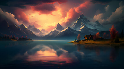 Wall Mural - Stunning mountains, panoramic peaks PPT background